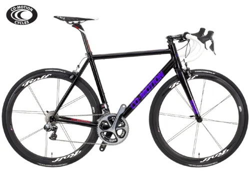 Co-Motion Ristretto with Di2 kit, custom TEAM paint scheme: Gloss Black w/ Violette Pearl and Magenta Pearl accents